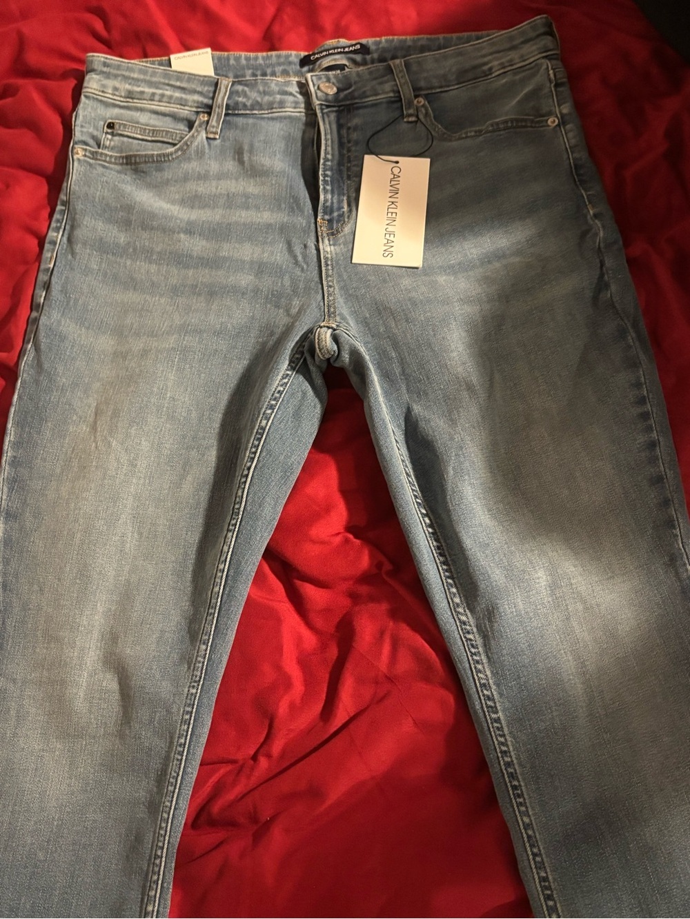 Calvin Klein Jeans Men’s Light Wash Slim Straight Jeans